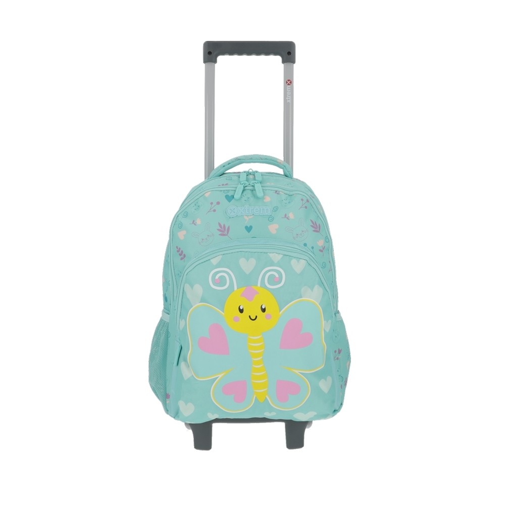 Mochila de Rodinha Infantil Xtrem Lincoln Borboleta Verde Água