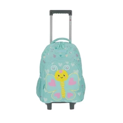 Mochila de Rodinha Infantil Xtrem Lincoln Borboleta Verde Água