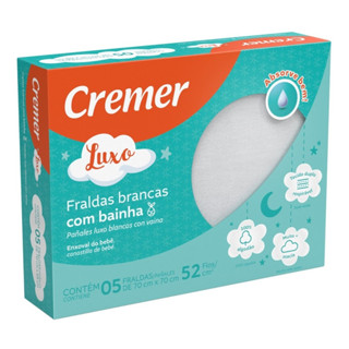Fralda De Pano Luxo Branca Cremer Com Bainha 5 Unidades em Oferta na Shopee