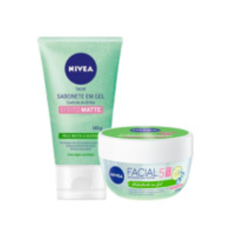 KIT NIVEA Sabonete Facial em Gel Controle do Brilho 145ml + Gel Hidratante Facial Pote 100g