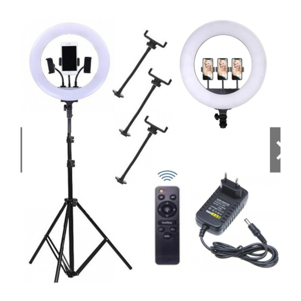 Iluminador Ring Light 14 Polegadas COM Tripe 2.1m COM 3 Suporte De Celular (  110v )