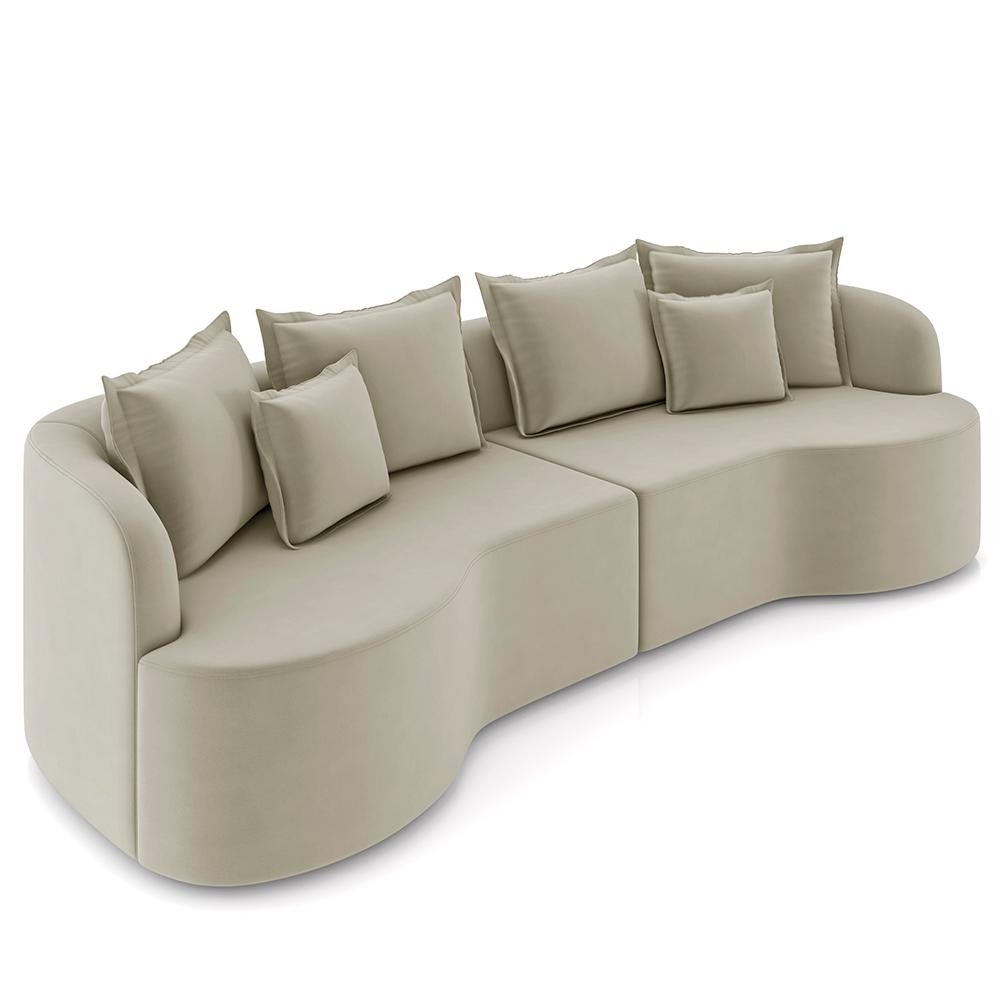 Sofá 4 Lugares 290cm Orgânico Quito K04 Veludo Bege  - Mpozenato em Oferta na Shopee