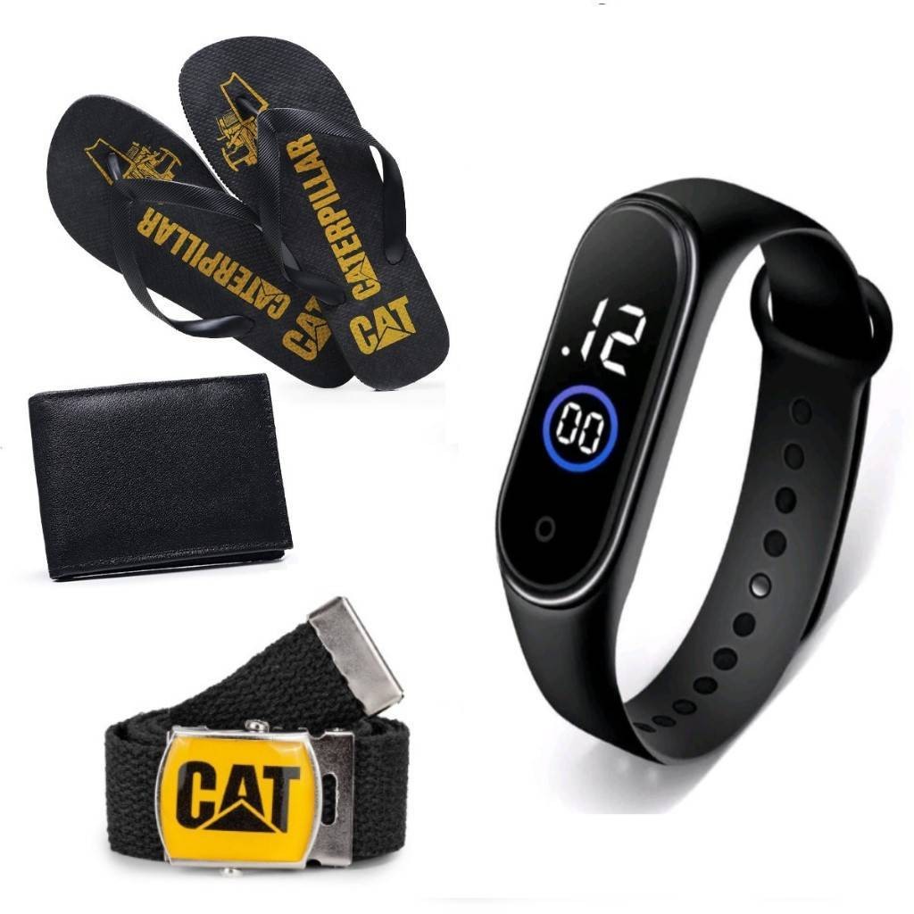 Kit 4 em 1 Chinelo+Carteira+Cinto+Relógio