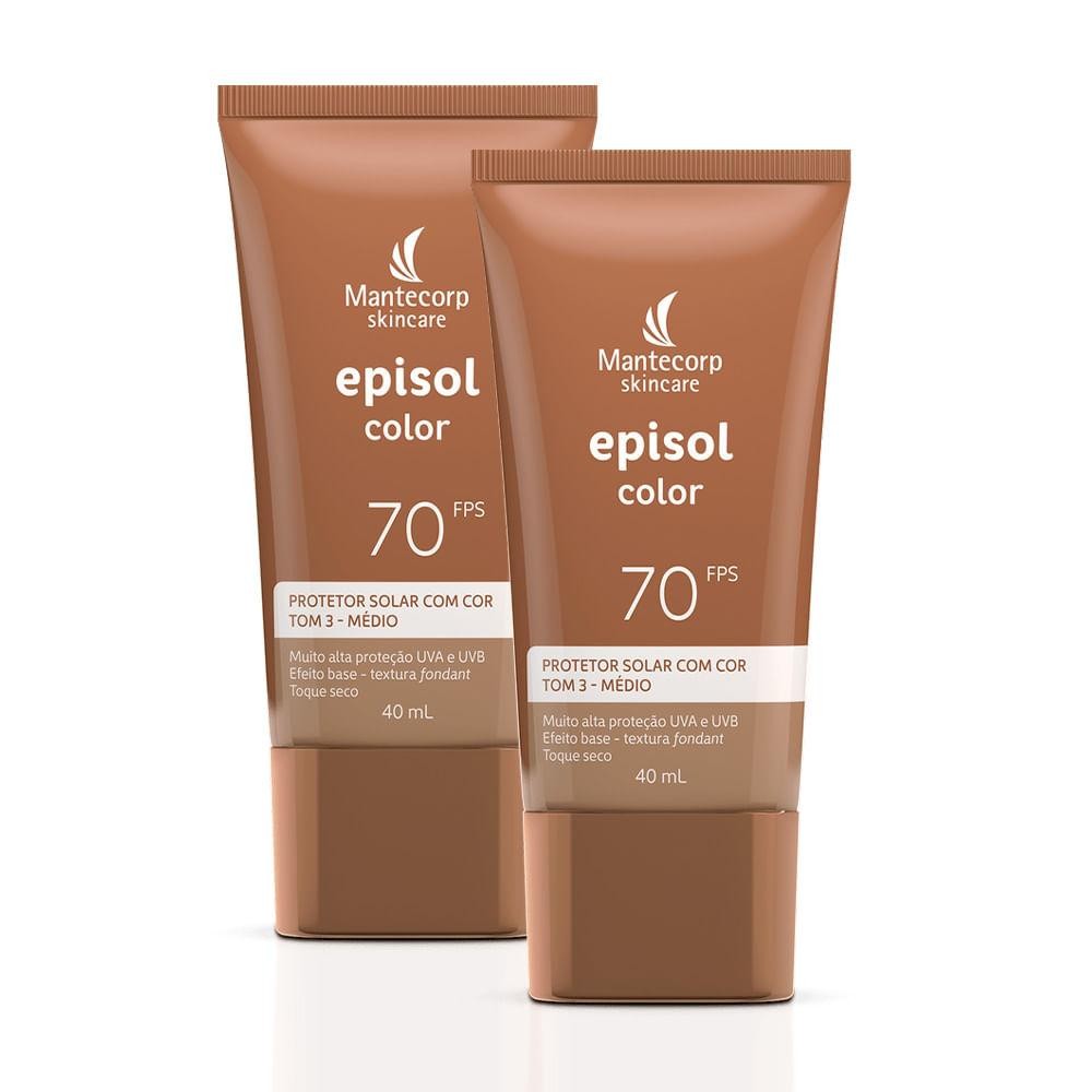 Kit Mantecorp Protetor Solar c/ 2 Episol Color Tom 3 em Oferta na Shopee