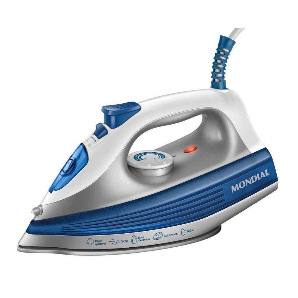Ferro A Vapor Mondial Base Cerâmica Fvn-01-bl Branco/azul 220 V - Home Appliances