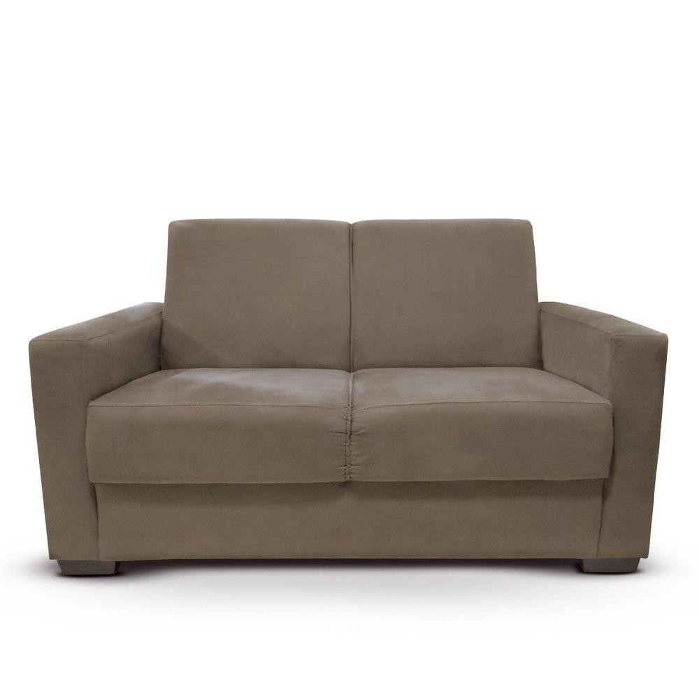 Sofá Estofado 2 Lugares Sala Estar Recepção Paloma Suede Capuccino