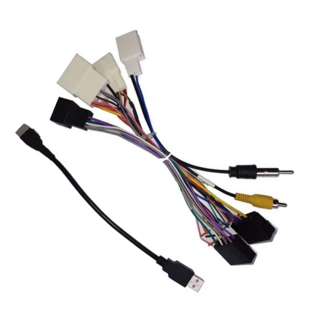 Kit Chicote Ligação c/ Adaptador Antena, Plug Volante, Chicote P/Auto-Falante USB+RCA - EXC TO-07