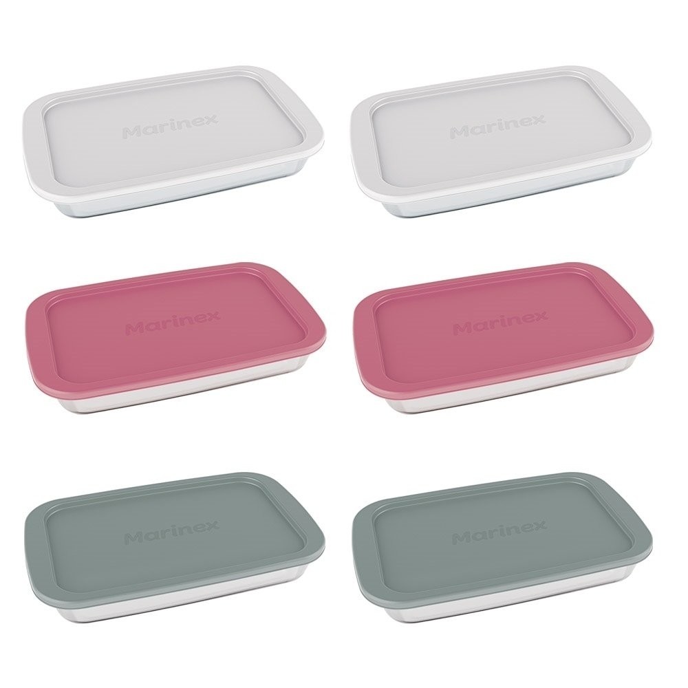 Conjunto de Assadeiras Marinex Retangular 2,2 Litros Média com Tampa Plástica 6 Peças em Oferta na Shopee