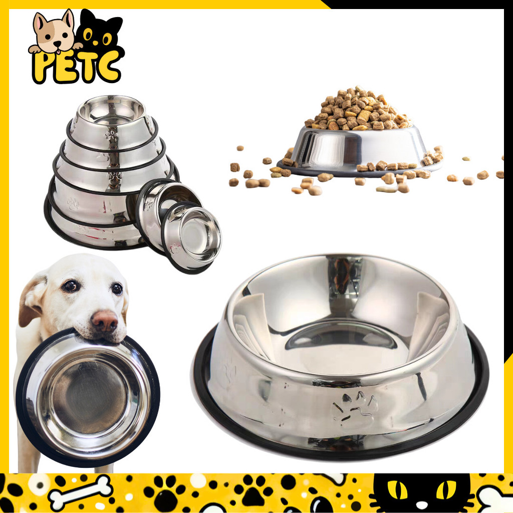Comedouro Pote Comida Ração Água Pet Cães Gatos Vasilha Inox Antiderrapante em Oferta na Shopee
