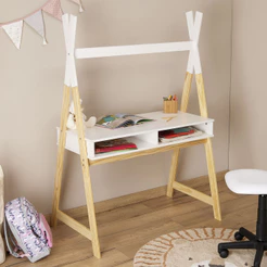Mesa Infantil Escrivaninha Madeira Montessoriana Cabana 2 Nichos Simi
