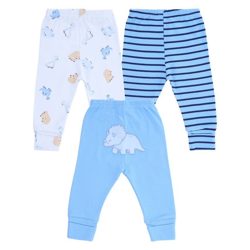 Kit Mijão Bebê Kiko Baby Bordado Dino Modelo Vira Pé - 3 Peças