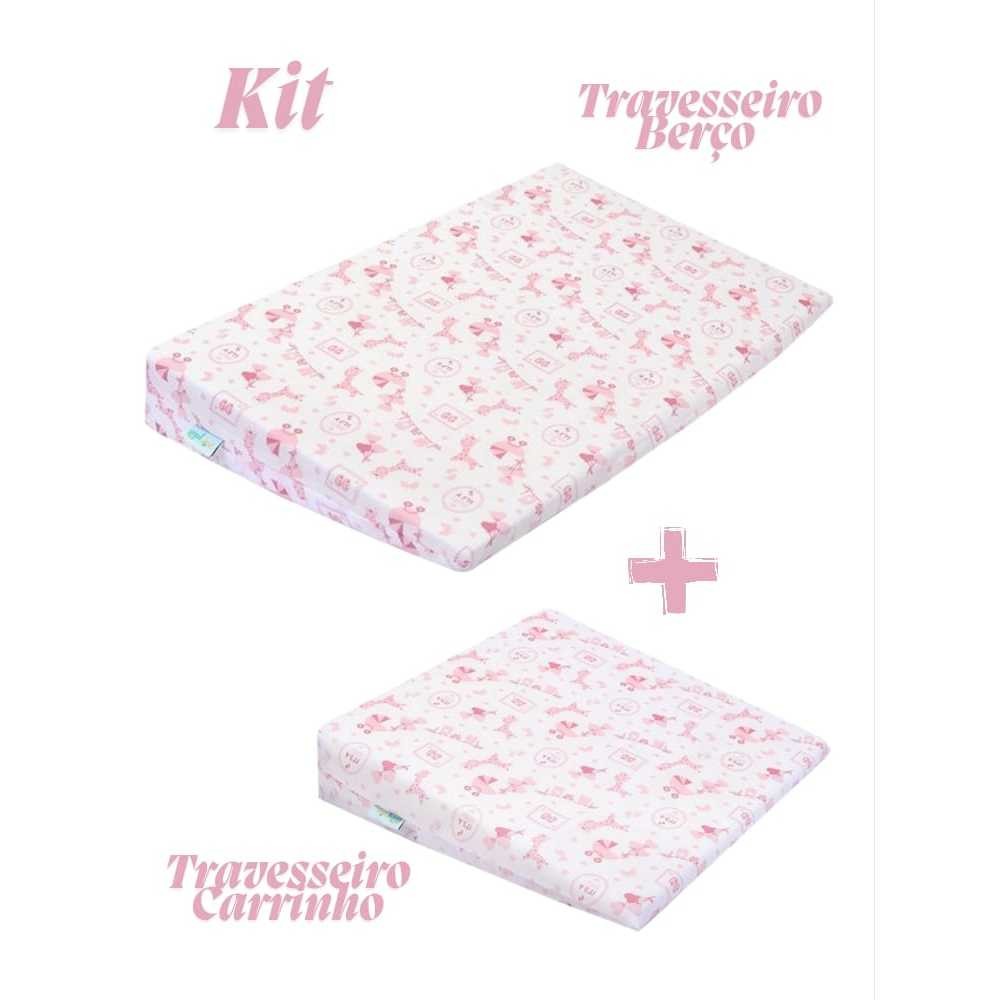 Kit Travesseiro Rampa Anti Refluxo Com Capa Removível Para Berço e Carrinho