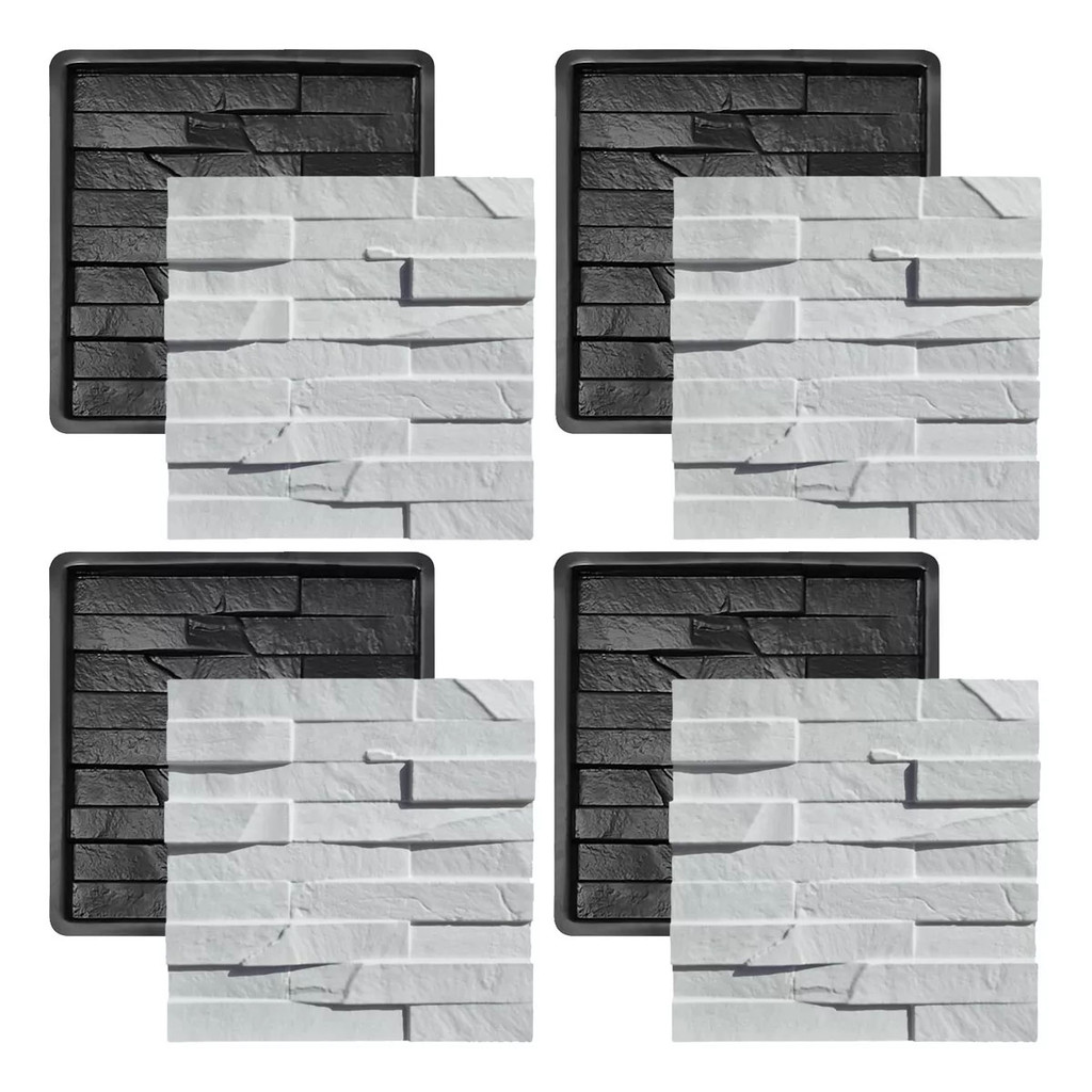 Kit 4 Formas 3d Abs - Pedra Ferro 30x30 cm Placa Gesso Cimento