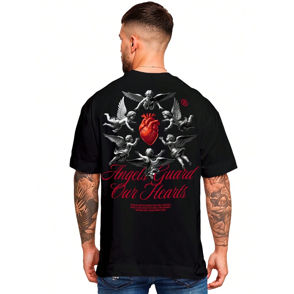 Camisa Camiseta Oversized Streetwear Anjo Angels Our Heart Premium Fio 30.1penteado 100% Algodão ref-00003