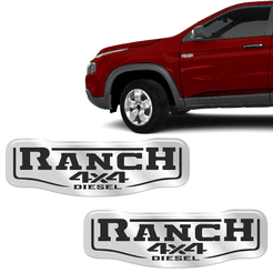 Par De Emblemas Toro Ranch 4x4 Diesel 2018/ Cromado Resinado