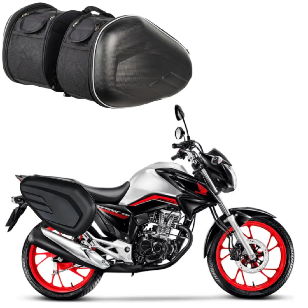 Alforges Para Moto Bolsa 58L Bau Bag Bauleto Lateral Honda Cg Titan Fan Sport Mix Flex 150 160