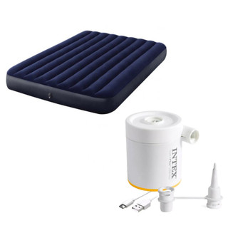 Colchão Casal INTEX Dura Beam STD #64758 com Bomba de Inflar Elétrica USB Intex QuickFill 150 #66616