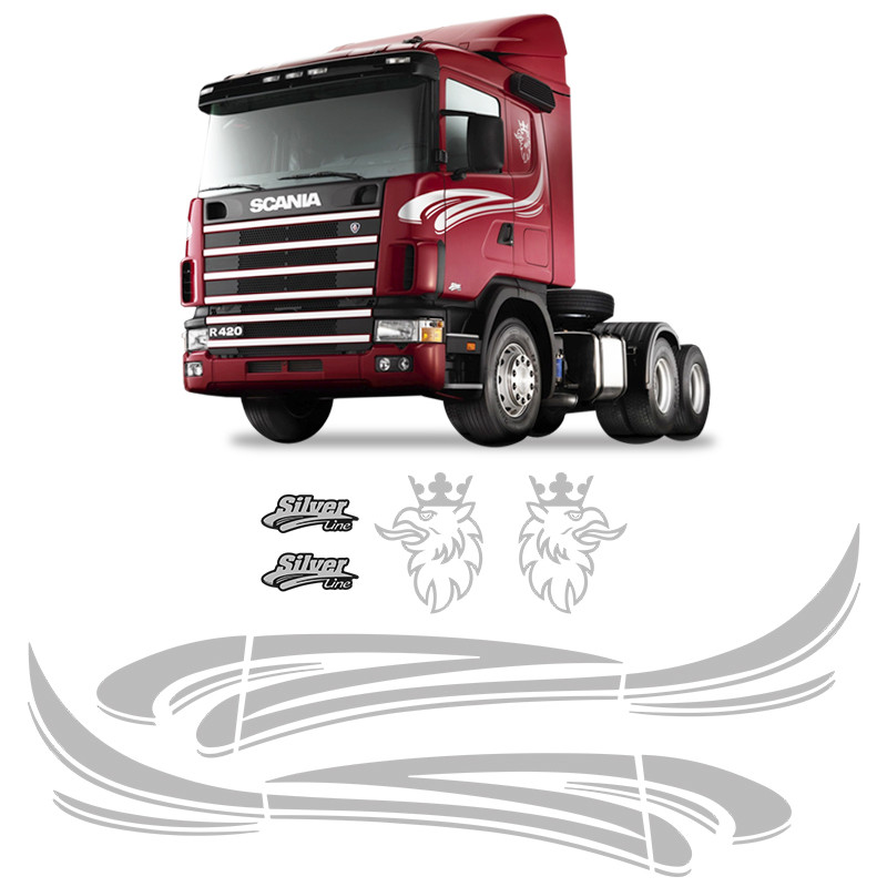 Kit Faixas Scania 2006 Silver Line Adesivo Caminhão Completo