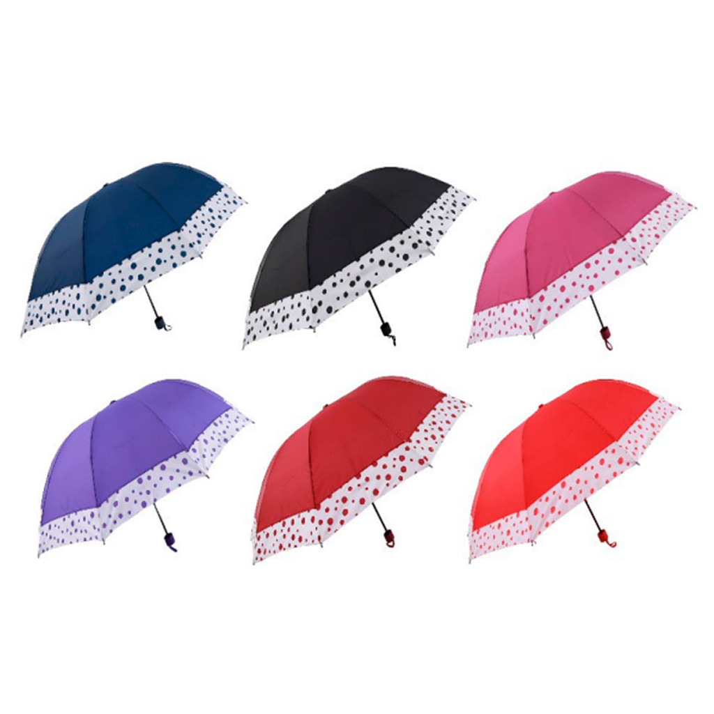 Guarda Chuva Sombrinha Reforçado 10 Varetas Grande Haste de Metal Colorida com babado de bolinha P-361
