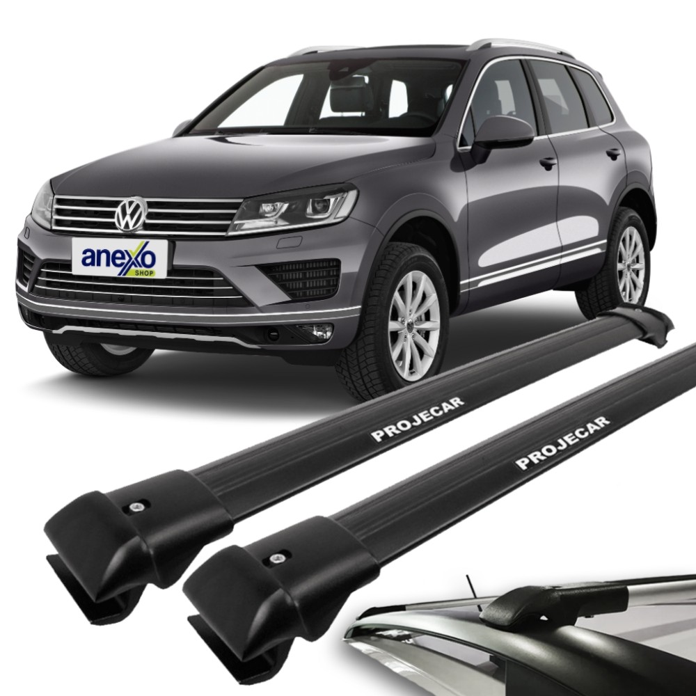 Rack de Teto Touareg 2010 a 2017 Projecar TS-2005 Travessa Longarina Slim Preta Par