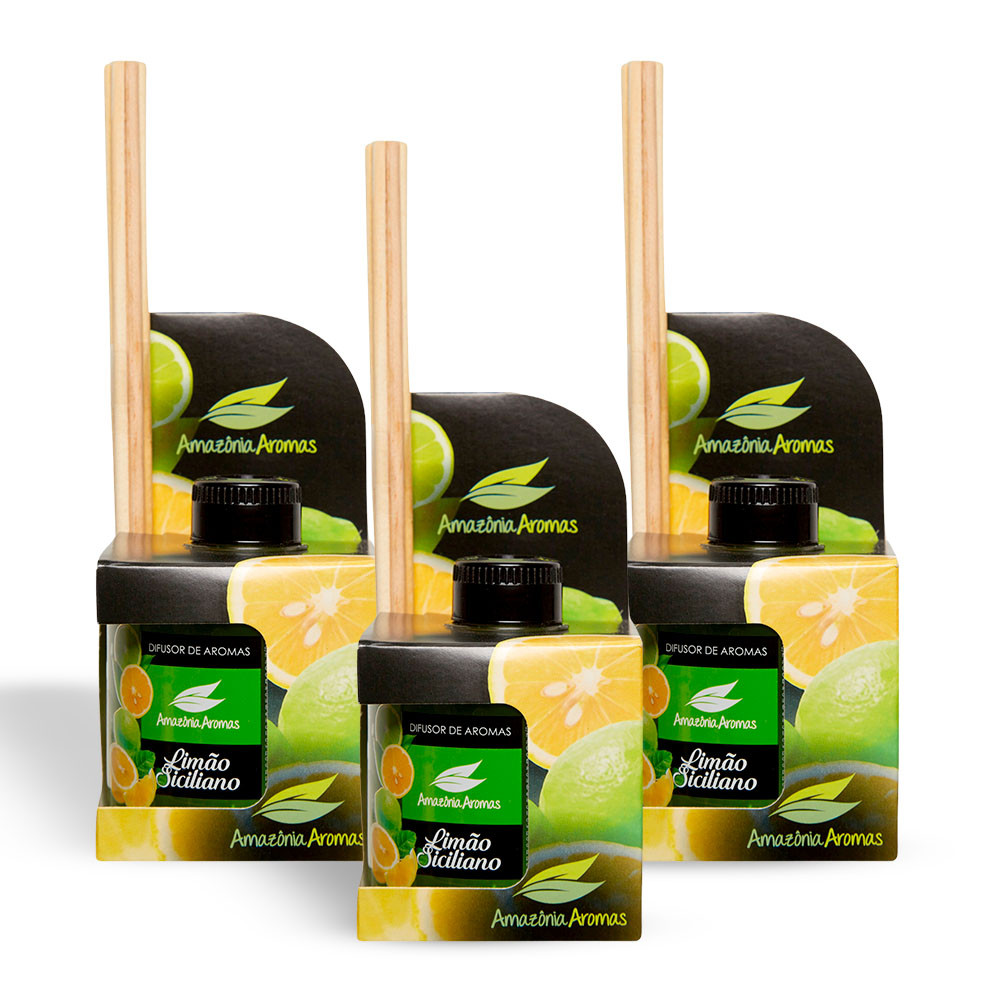 Kit 3 Difusor de Ambiente - Limão Siciliano 270ml Amazônia Aromas