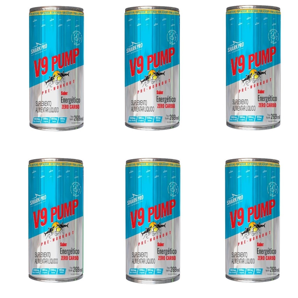 V9 Drink Fardo Com 6 Unidades De 269ml Shark Pro Energético - Health