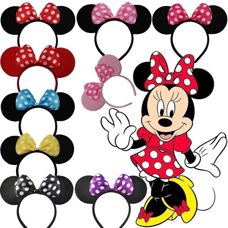Disney Mickey Orelhas Grandes Clássico Minnie Headbands Feminino Preto Arco Hairbands Meninas Bonito Acessórios De Cabel