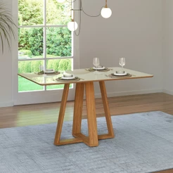 Mesa de Jantar 135cm 4 Lugares Off White/ Freijó - Dalla Costa