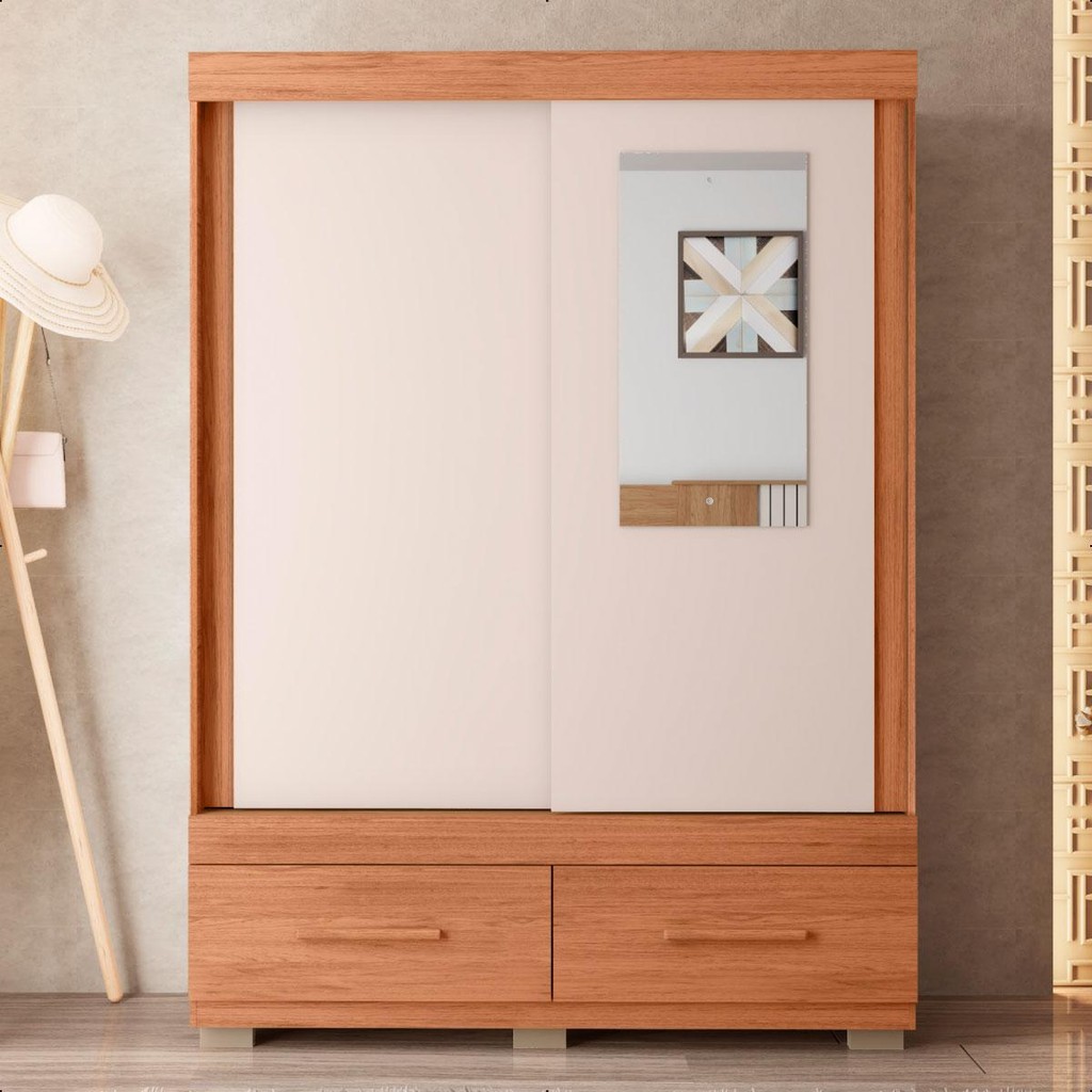 Guarda Roupa Mongi 2 Portas Com Espelho Marrom Caemmun
