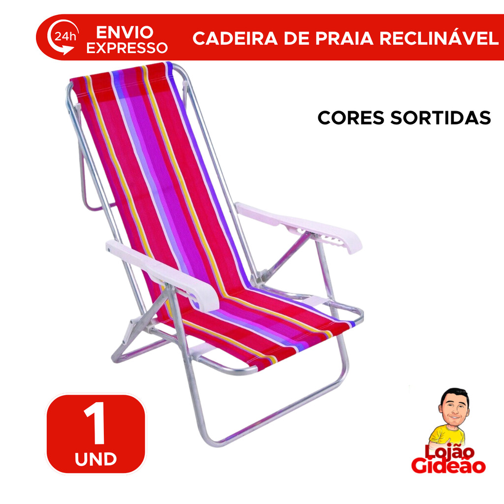 Cadeira De Praia Reclinável Alumínio Mor 8 Posições  Forte Leve Praia Piscina Rio Mor