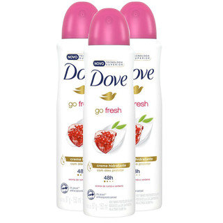 Kit 3X Desodorante Antitranspirante Aerosol Dove Go Fresh Romã e Verbena em Oferta na Shopee