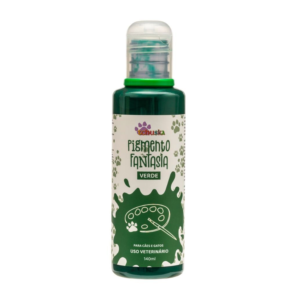 Pigmento Fantasia Verde Tchuska Coloração Estetica Pet Alta Fixação Cachorro Gato 140mL
