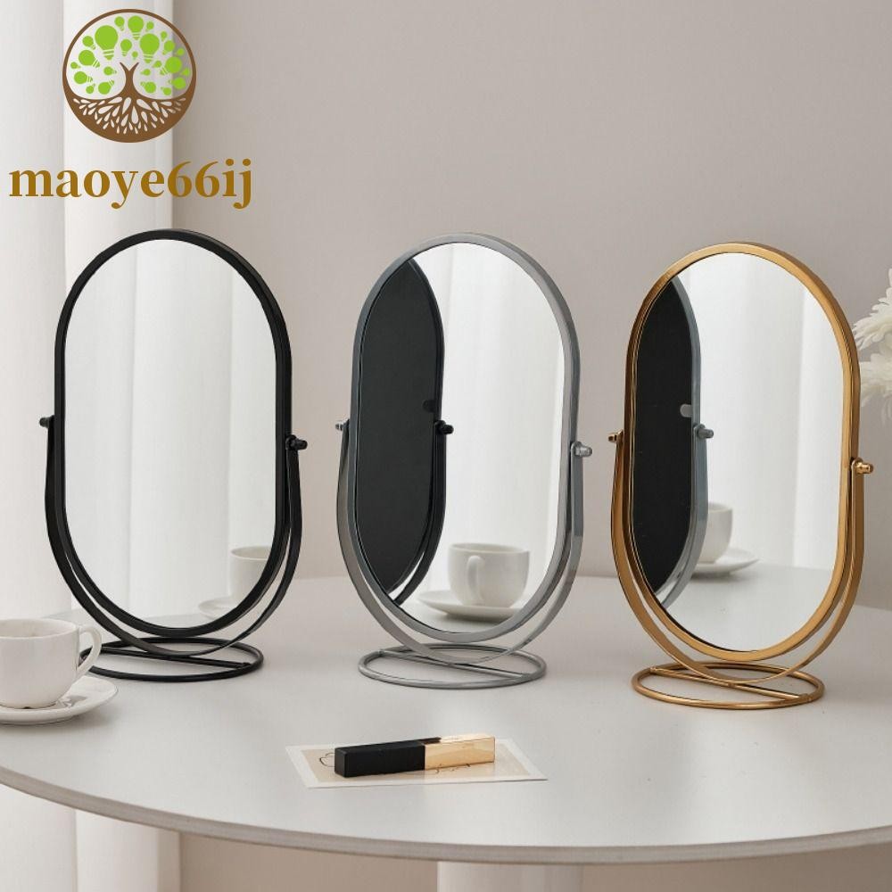 Espelho De Maquiagem MAOYE66 , 360 ° Vaidade Oval Giratório , Suporte De Mesa Com Estrutura De Ferro De Luxo Leve em Oferta na Shopee