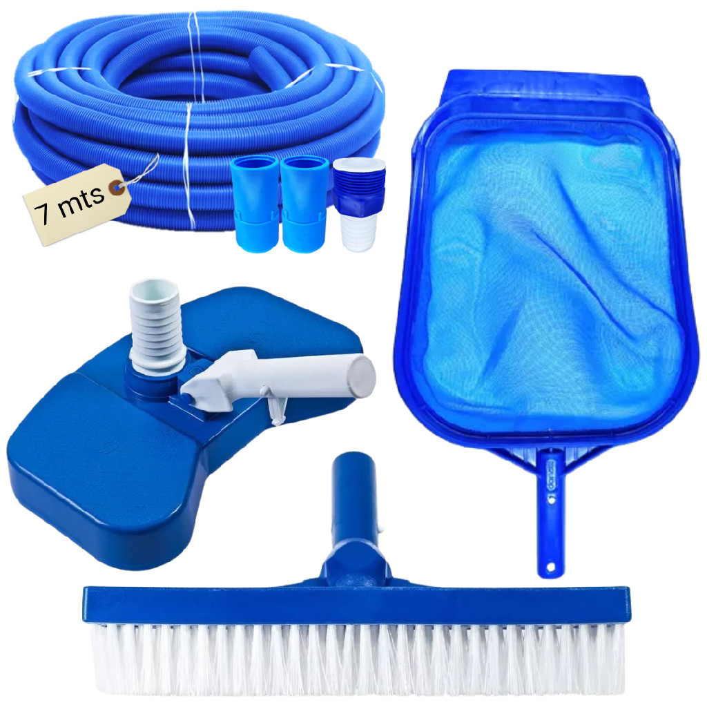 KIT LIMPEZA COM MANGUEIRA ECOLÓGICA DE 7 METROS P/ PISCINAS em Oferta na Shopee