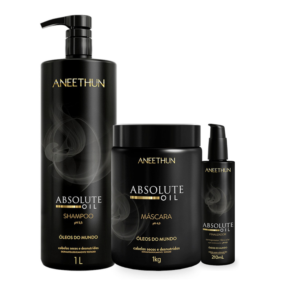 Kit Absolut Oil Shampoo 1L + Máscara 1Kg + Finalizador Aneethun