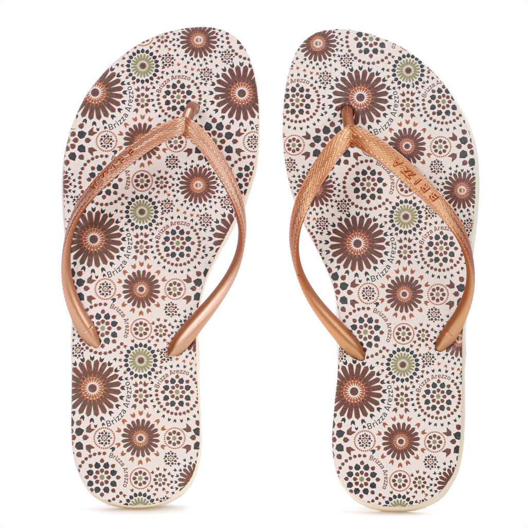 Chinelo Brizza Arezzo Estampa Marrocos Marrom - Feminino