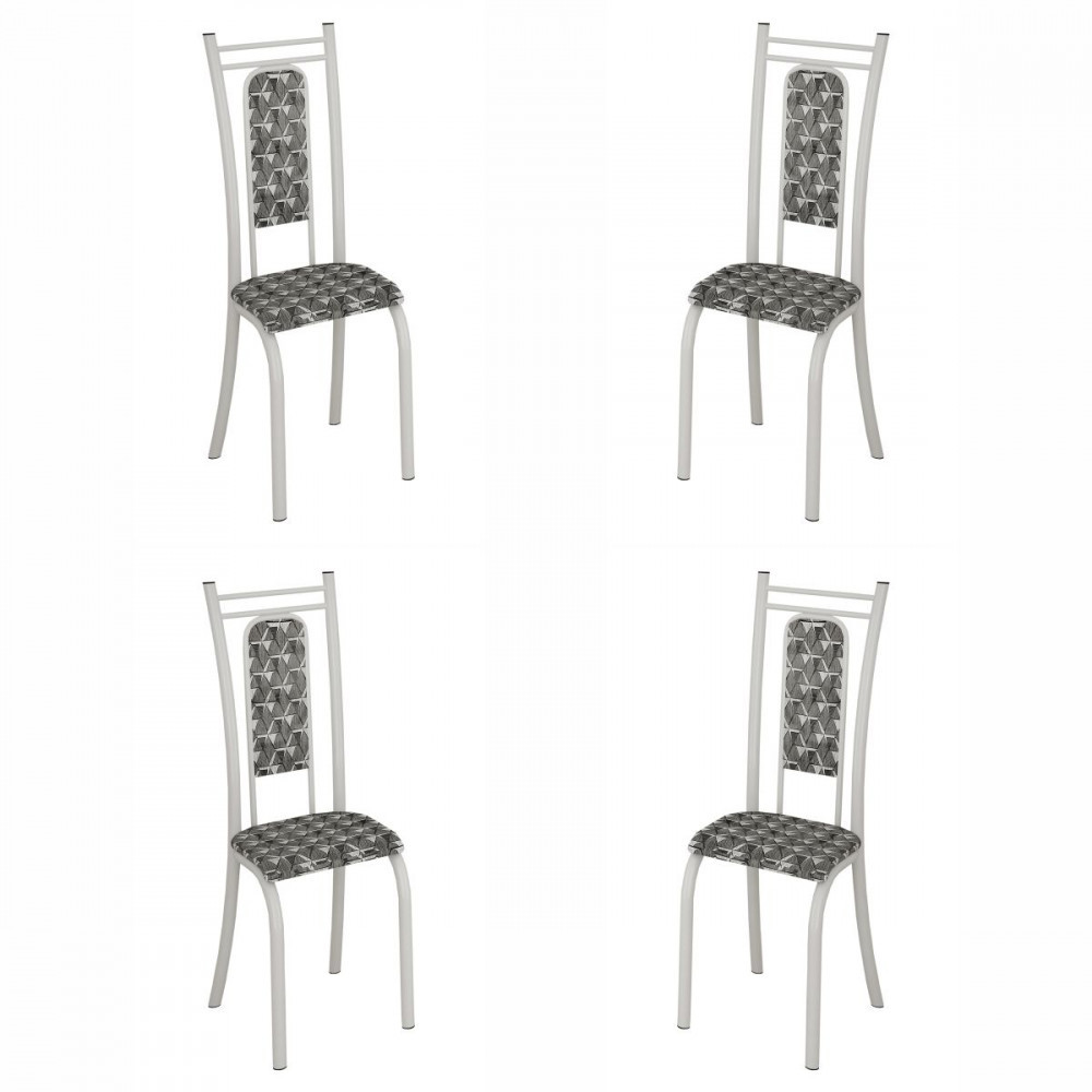 Conjunto com 4 Cadeiras Paris Liso Branco com Mosaico Cinza Teixeira em Oferta na Shopee
