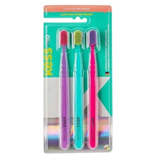 Pack Com 3 Escovas Dentais Kess Pro Extra Macias Cores Sortidas Limpeza Profunda Sem Agredir em Oferta na Shopee