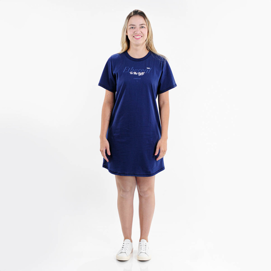 Vestido Colcci T-Shirt Dress Comfort Azul Escuro - Feminino em Oferta na Shopee
