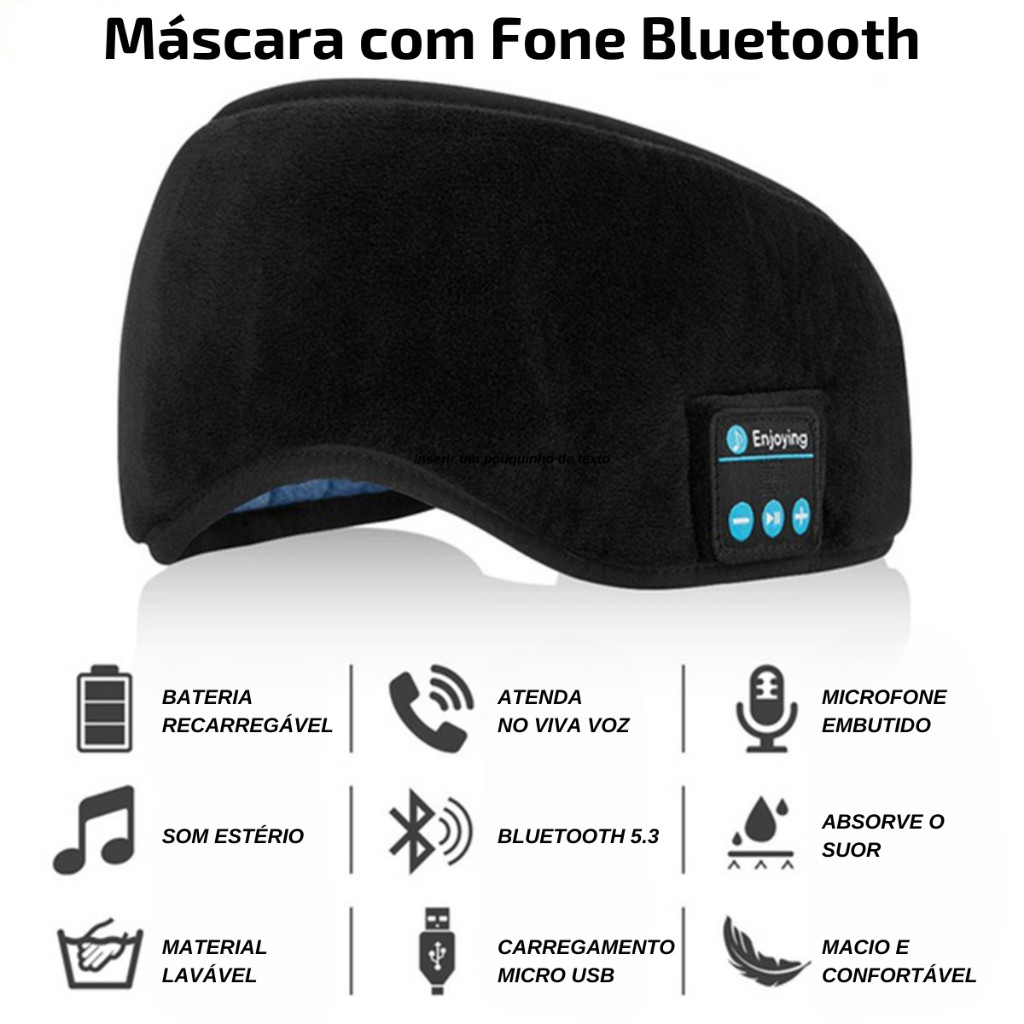 Tapa Olho Máscara Dormir Fone De Ouvido Bluetooth Confortável — imagem 2 de 2