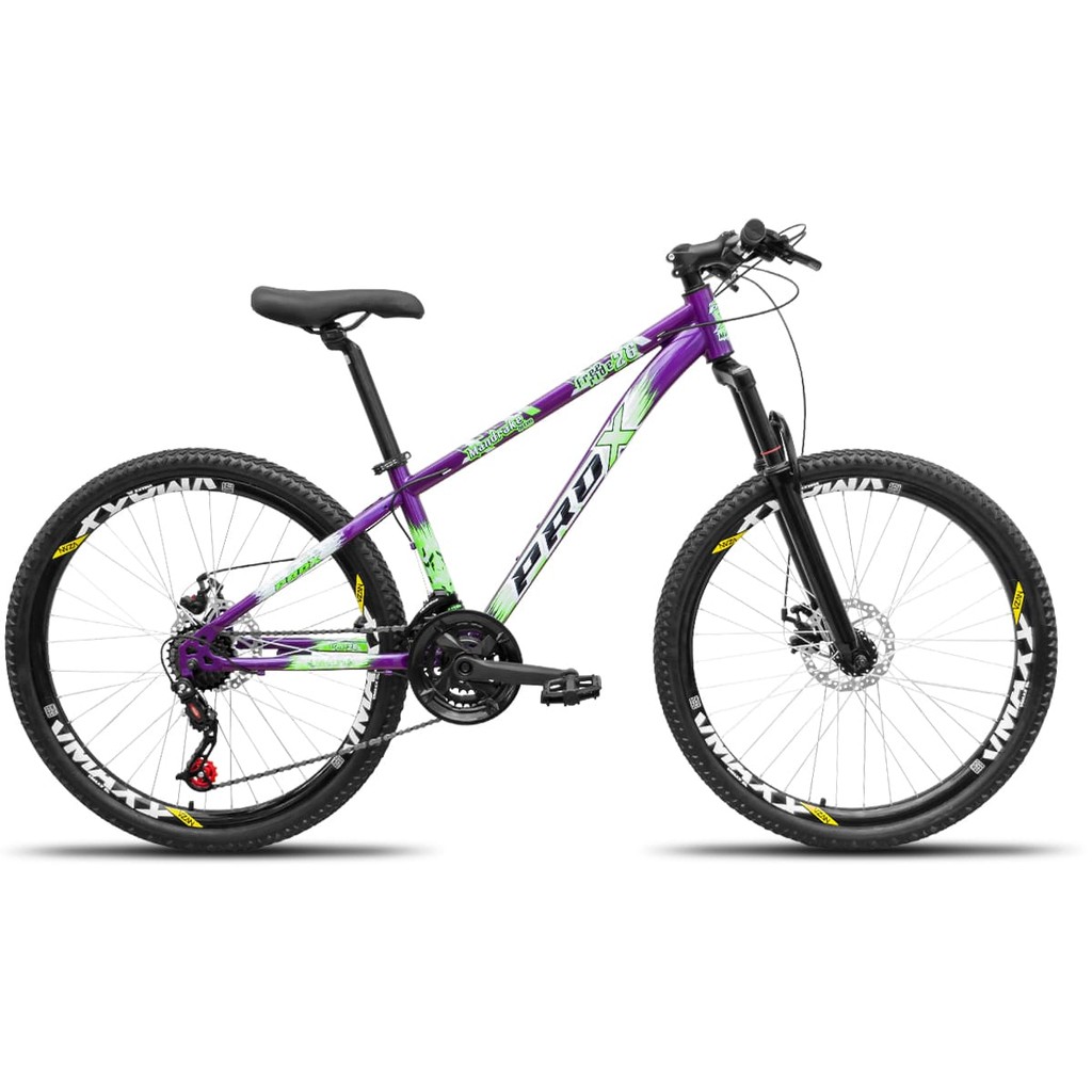 Bike Aro 26 Freeride PRO X Mandrake Hiten 21v Freio Disco Aros Vmaxx Laranja Adesivo Azul e Amarelo