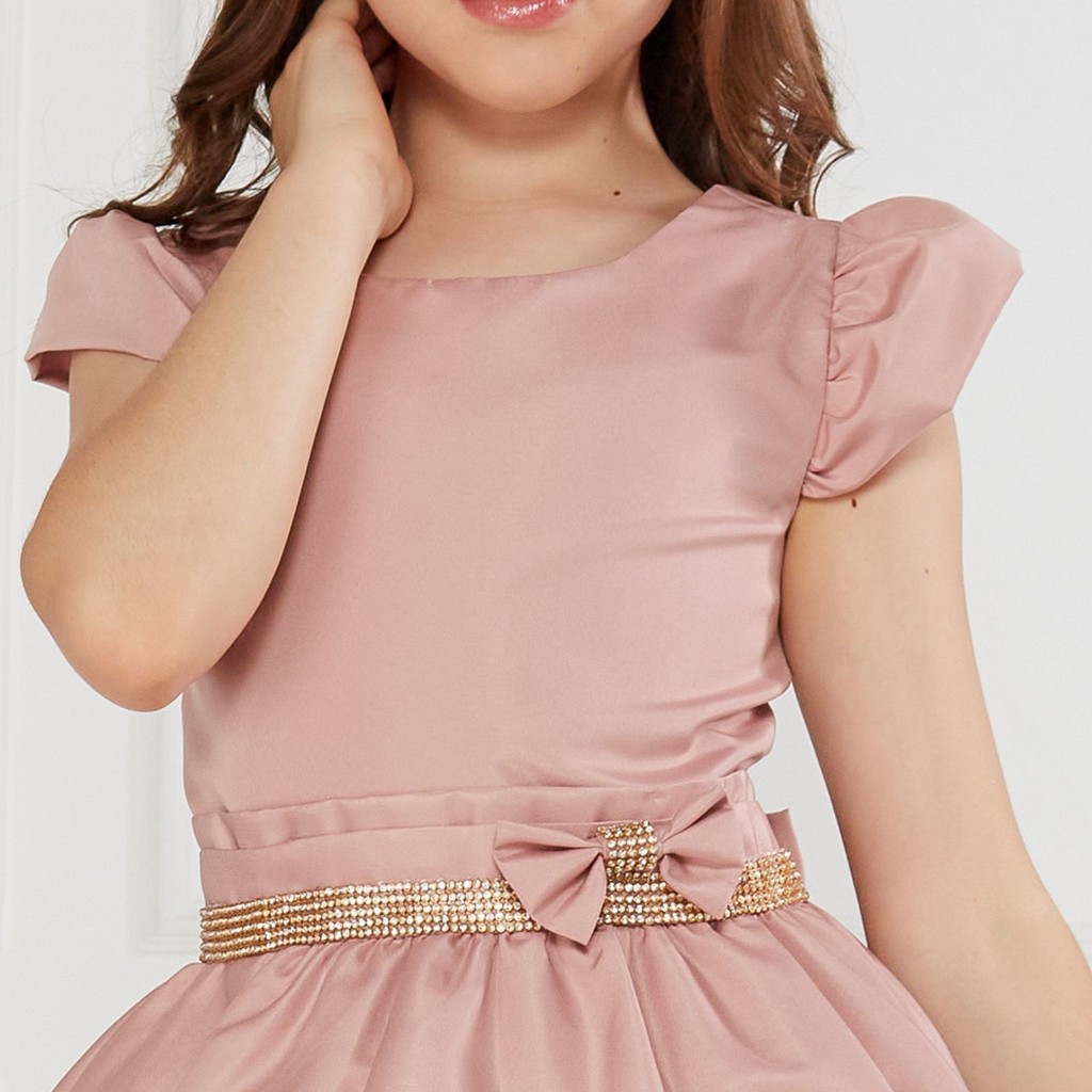 Vestido Casual Rosê Infantil Juvenil Festa Dama Florista