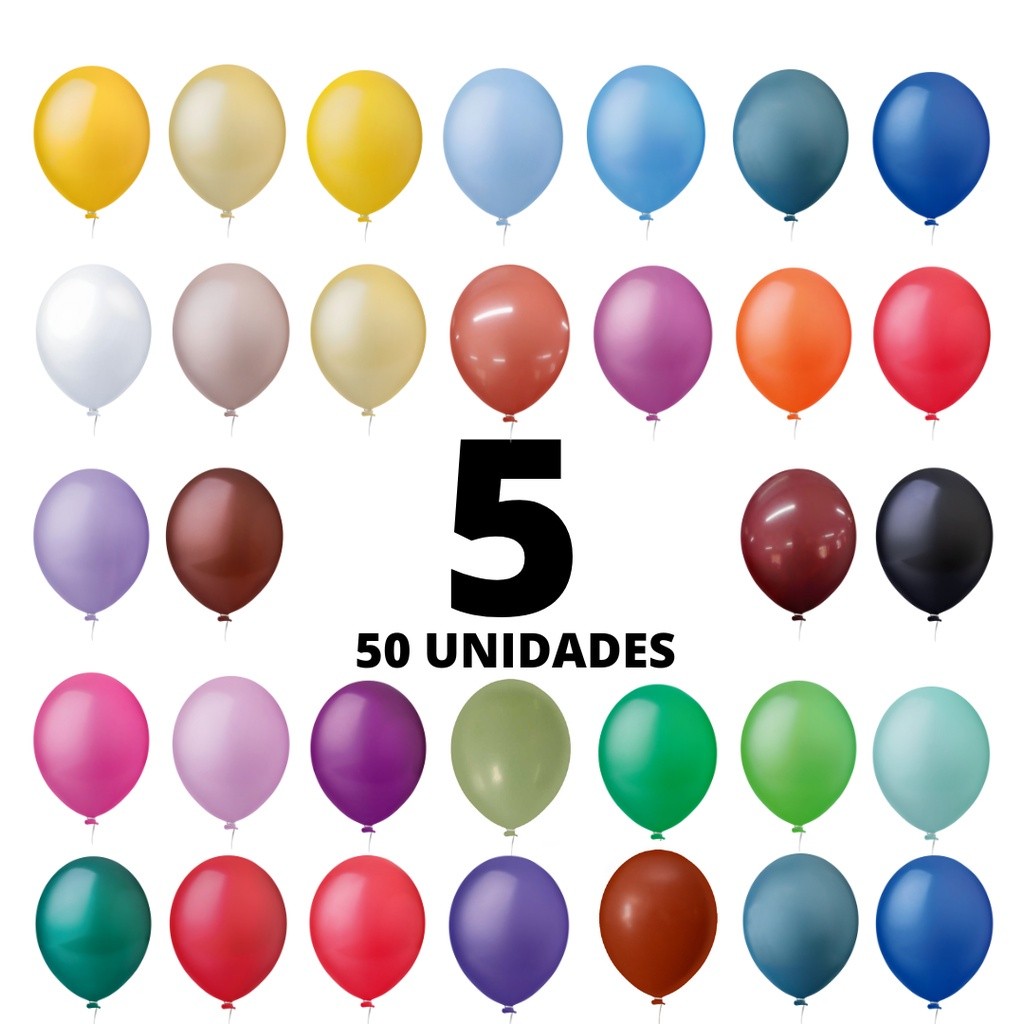 Balão Bexiga Látex 5 Polegadas 50 unidades em Oferta na Shopee