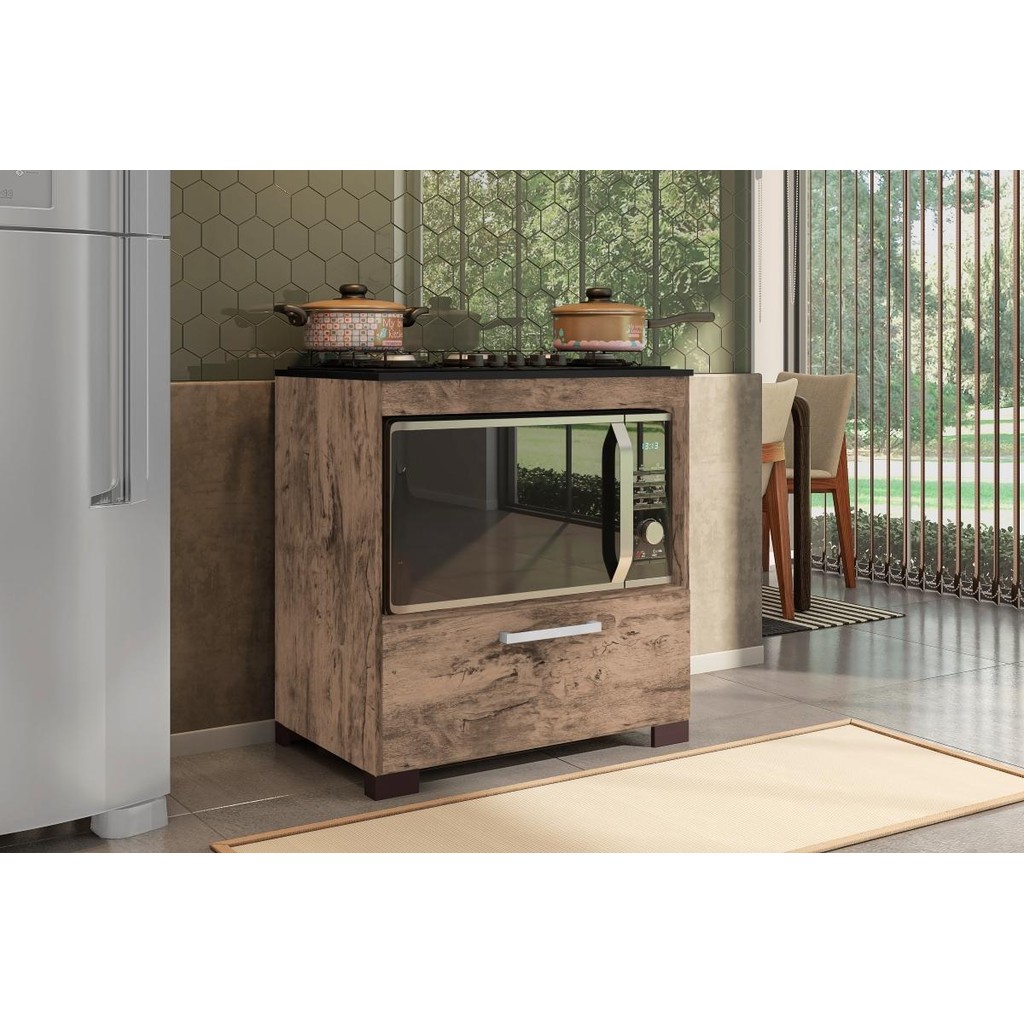 Balcão Para Cooktop e Forno  4 Bocas 1 Porta Albânia Castani Bela Casa