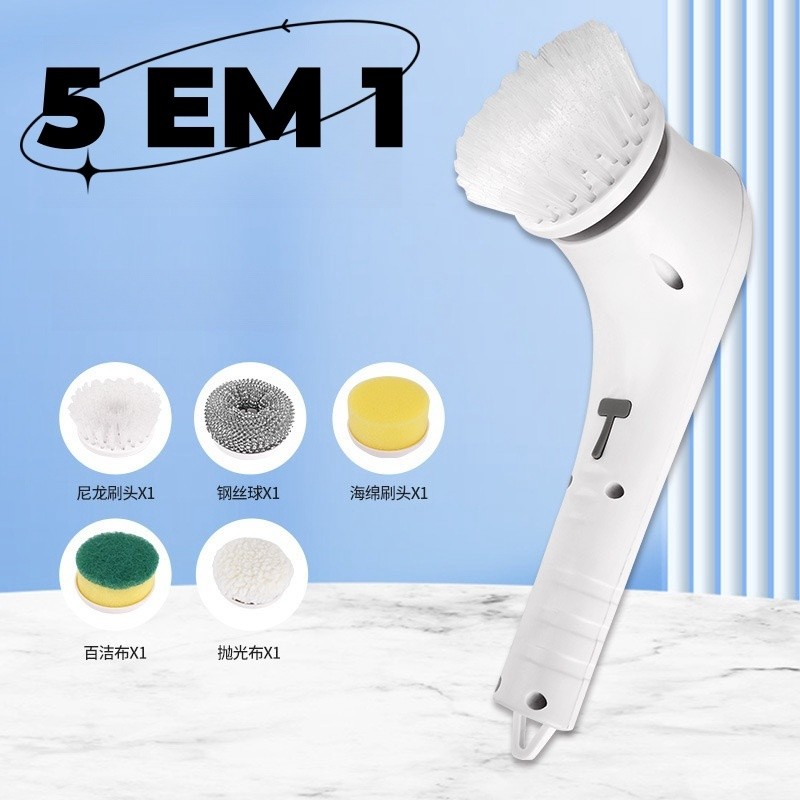 Escova Eletrica de Limpeza 5 em 1 Sem Fio Limpador Multiuso Pratico Para Cozinha , Banheiro prático -SJ-005