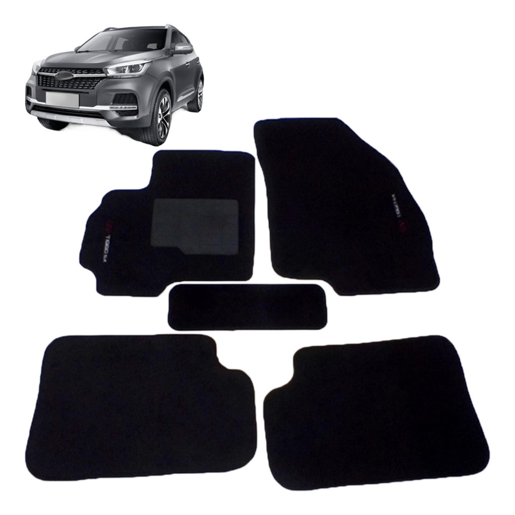 Kit de tapetes 5 peças específico Tiggo 5x 2019 20 2021 Carpete Preto