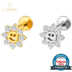 Lomiss Piercing Helix Tragus Conch Nariz Labret Titânio Flor Smile Zircônia