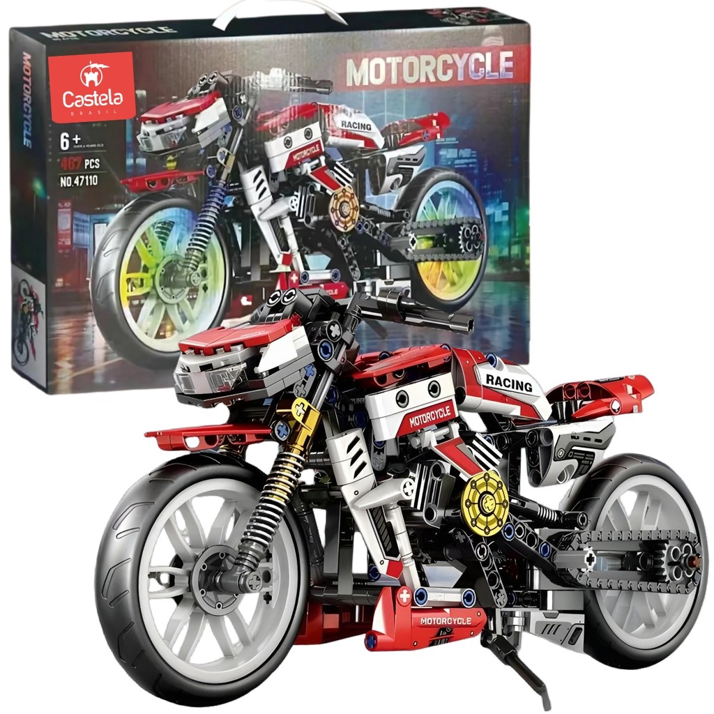 Moto Esportiva Blocos de Montar Motorcycle 467 Peças Castela - Mom & Baby
