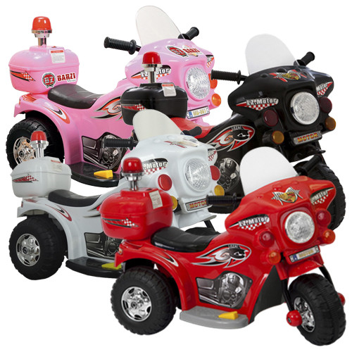 Mini Moto Elétrica Infantil Triciclo Criança Bateria Recarregável 6V Importway BW002 Polícia Bivolt