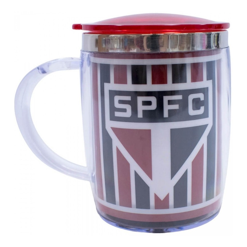Caneca Térmica Arredondada Com Tampa São Paulo 450 Ml